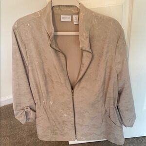 Chico's Tan Bomber Jacket with Structured Shoulders